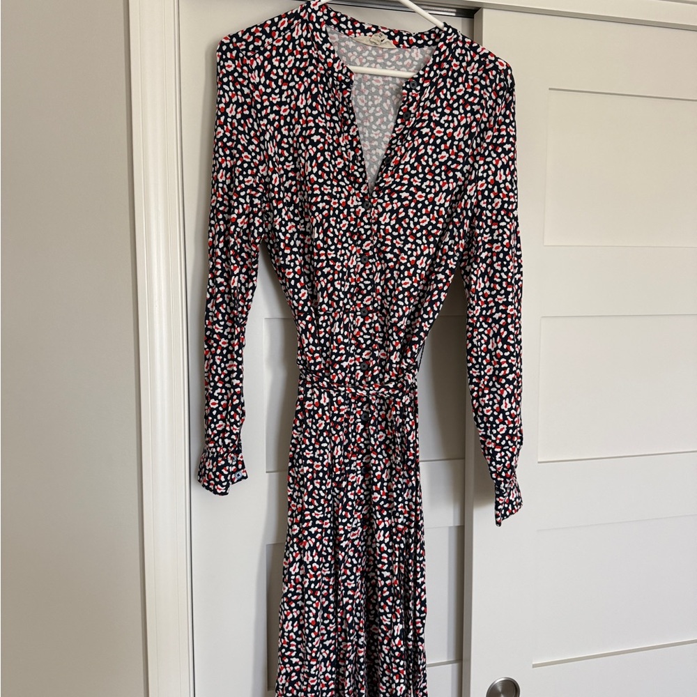 Boden Patterned Long-Sleeve Wrap Dress, Size 12 Long